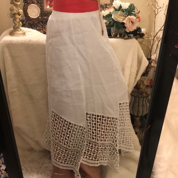Chico’s white maxi skirt crochet bottom M - Picture 3 of 7